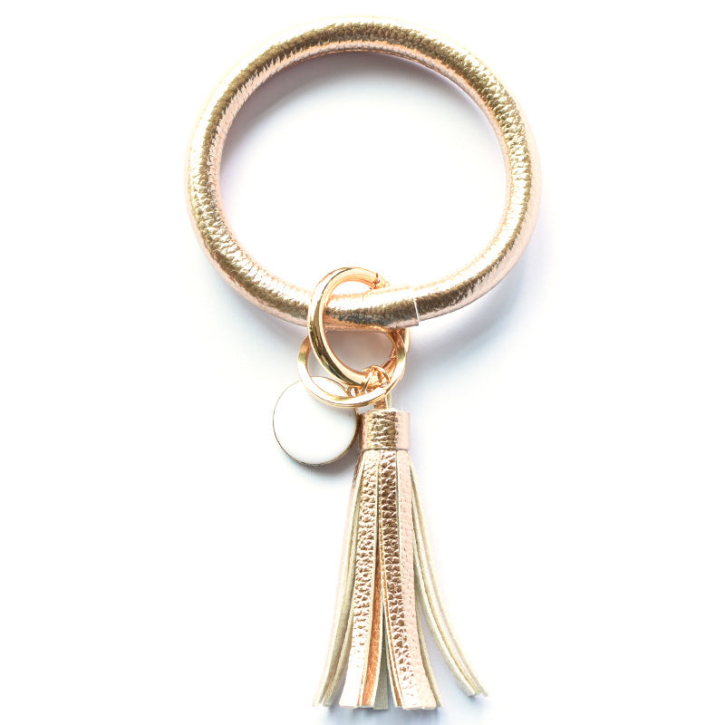 WholesalePU Leather Tassel Bracelet Keychain